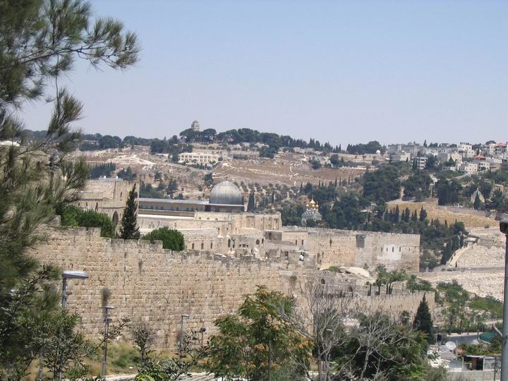 Al-Aksa mosque; view from outside the old city wall.