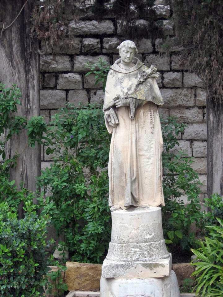 Status of St. Joseph in the garden of St Joseph church in Nazareth.