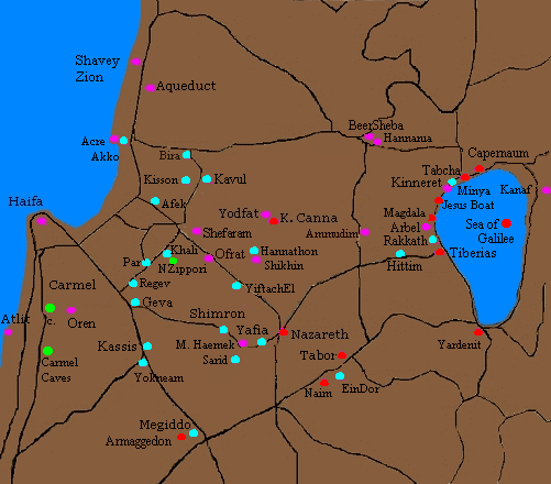 Map of the biblical sites reviewed in Biblewalks.com