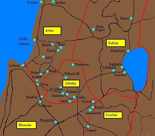 Division of the Promised Land to the 12 Tribes of Israel Map