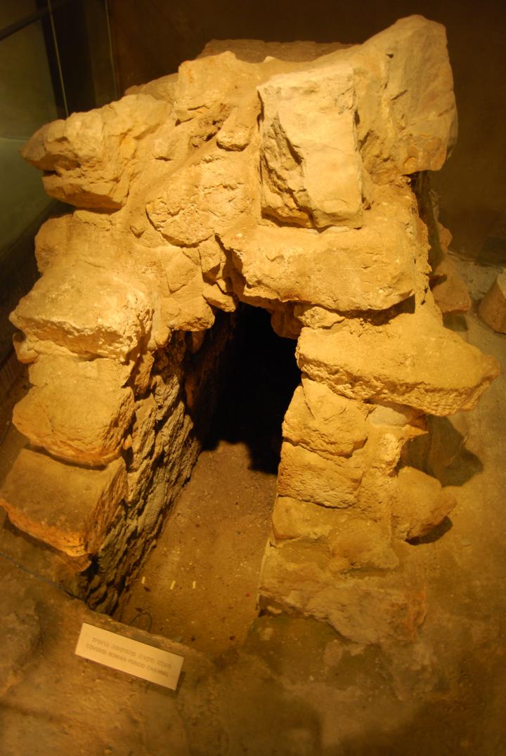 Covered Roman channel in the burnt house.