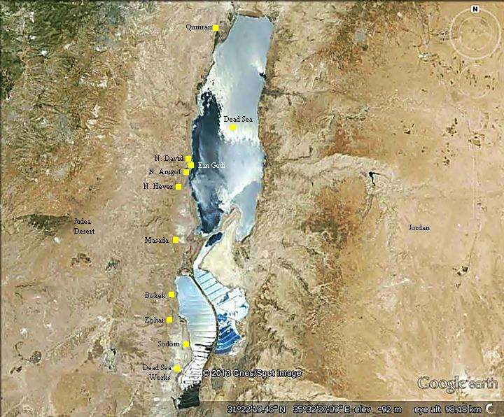 Location Map Of The Dead Sea Subcatchment Areas On Google Base Map