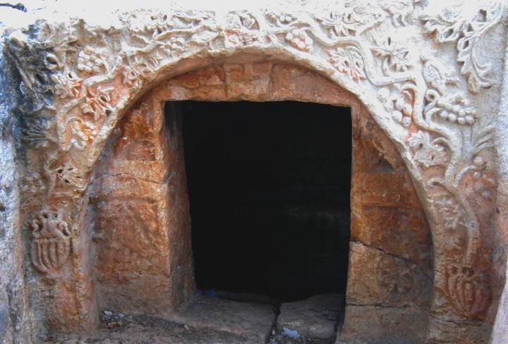 Detail in the facade of the burial cave.