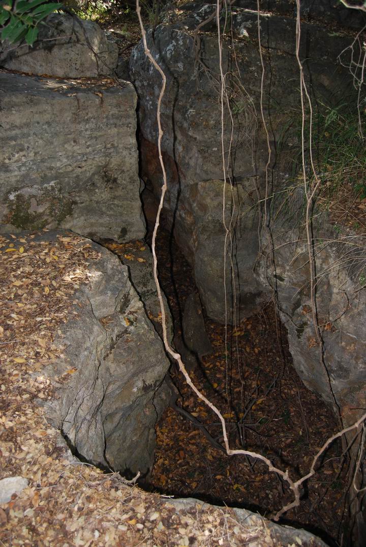 Large hole near the oil press in Khirbet Beit Uriya