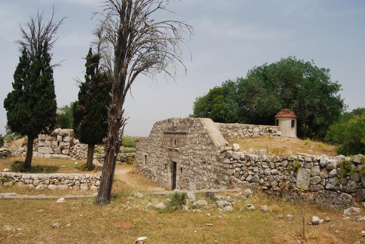 Ancient structures on the west side of the top of the hill