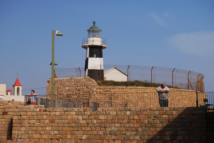 Acre lighthouse on the south-western side