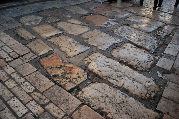 Roman street on the corner of via Dolorosa and El Wad (Hagai) street