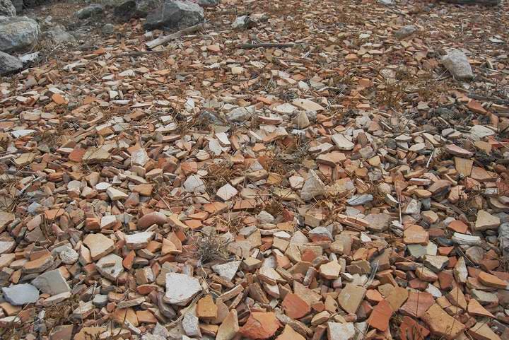 Rosh Zayit: fragments of ceramics east of the fortress