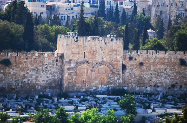 The Golden gate on the east side of the walls of jerusalem