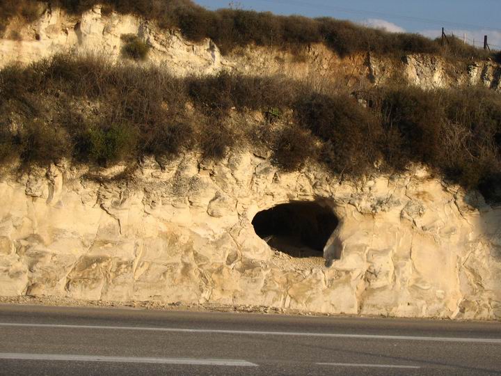 View of ancient tombs near the roadside.