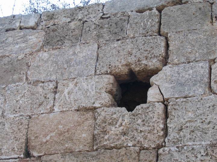 One of the 2 holes in the north side of the tomb of benjamin, in the shape of a Mogen David.