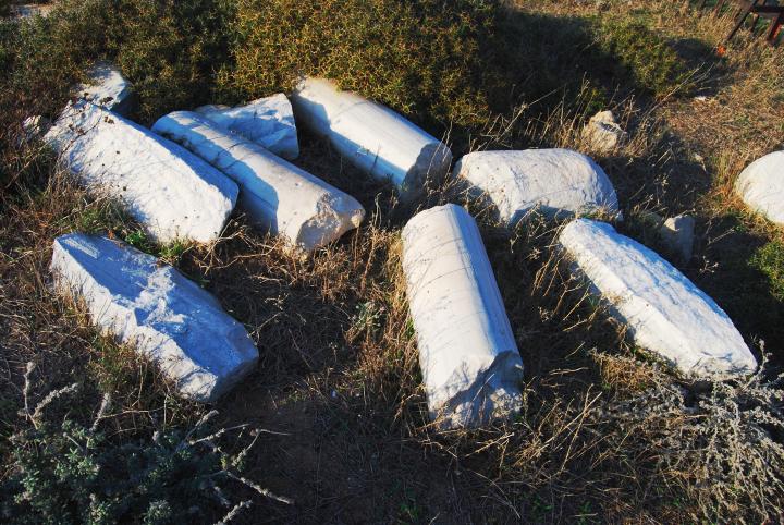 Shavey Zion: Byzantine church - fragments of columns on the north-east side