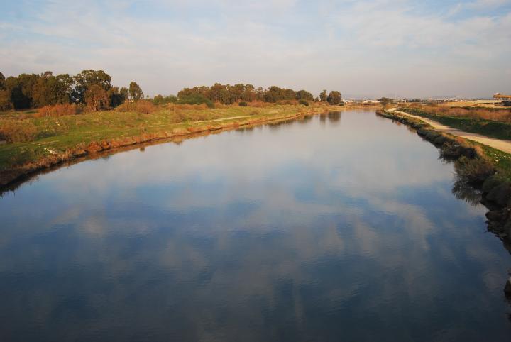 Wide Kishon river near Haifa