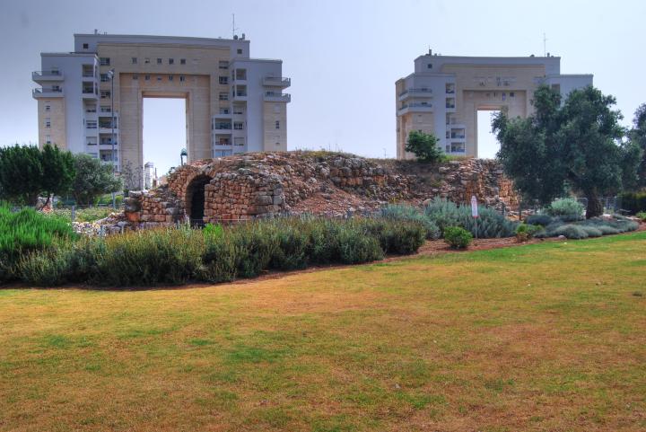 Hurvat Kav and the modern buildings of Karmi'el