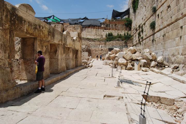 Herodian street with the shops on the left.