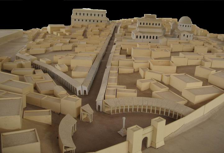 Model of the Byzantine city in Saint-Peter-in-Gallicantu Church, as seen from the north Shchem gate.