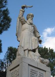 Elijah slaughters the Ball prophets - a statue in the Mukhraka church