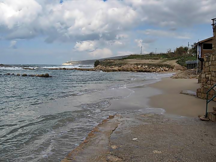 View towards the north and the white cliffs of Rosh Hanikra.