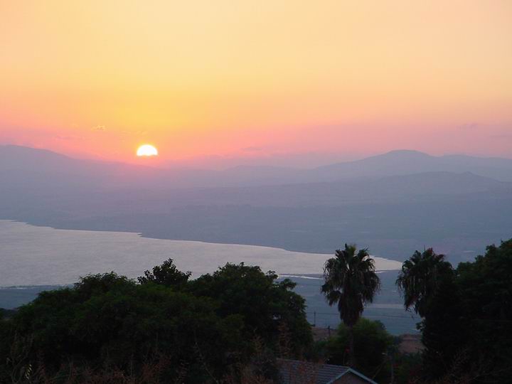 View of plains of Beth Saida from the east, at dusk.