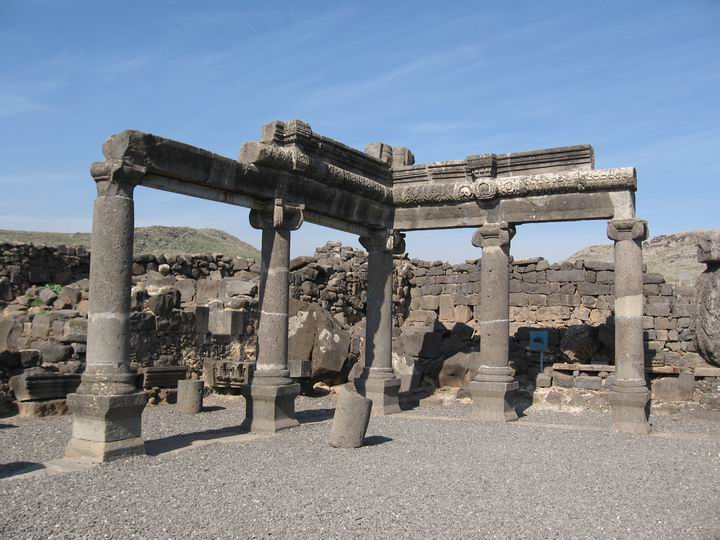 Pillars inside the restored Synagogue.