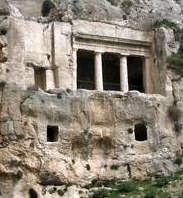 A cluster of tomb built into the rock on the foothills of Mount of Olives, resting place of the Cohen family of Benei-Hezir.