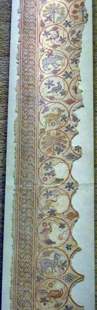 Part of a mosaic floor found in a byzantine structure in BethLehem of the Galilee, 5-6C AD.