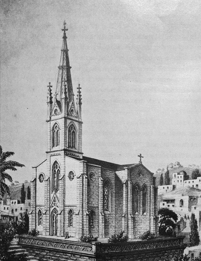 Christ church in photo from 19th C