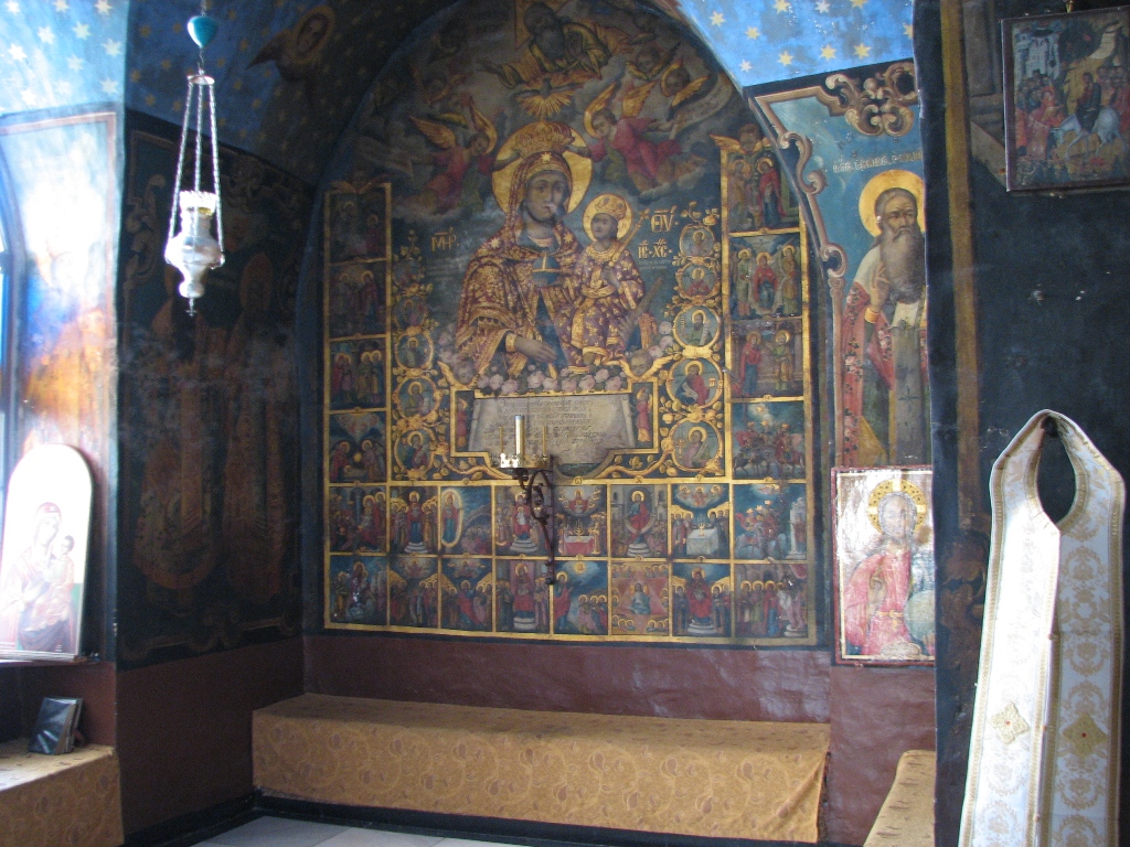 Entrance to the main hall in Mar Saba monastery, Judah desert.